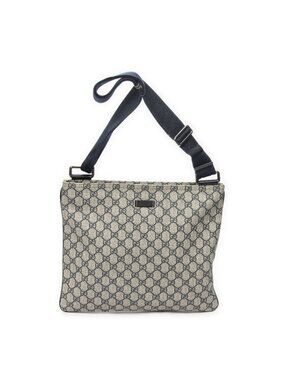 Gucci Large Square Zip Messenger Gray Navy Supreme Canvas